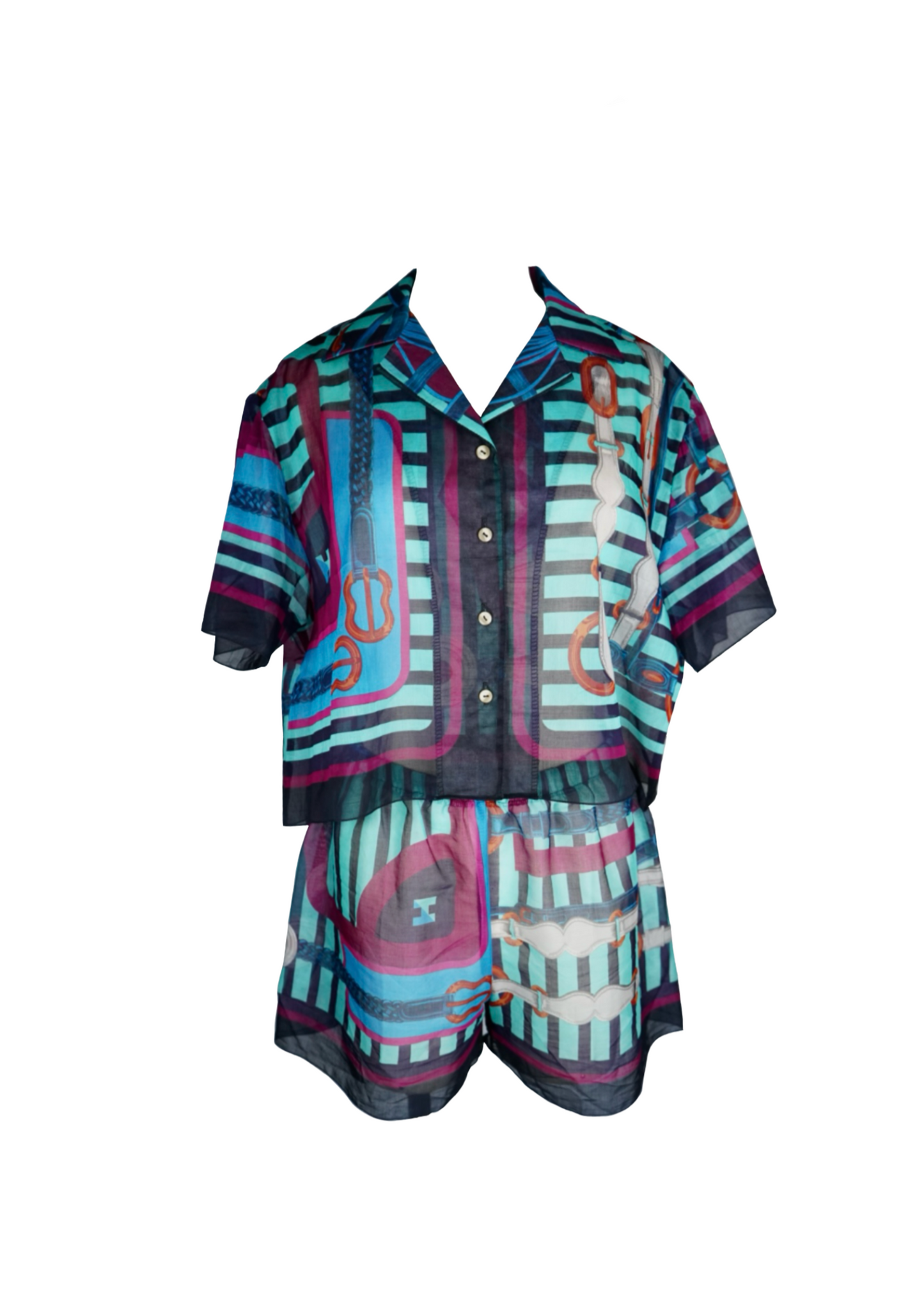 LOVE STRIPE SHORT SET