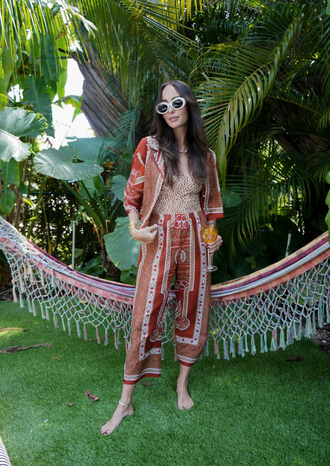 ORANGE CHAIN PANT SET