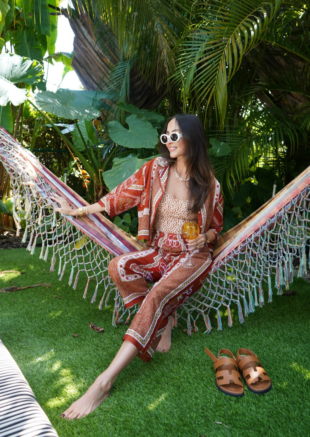 ORANGE CHAIN PANT SET